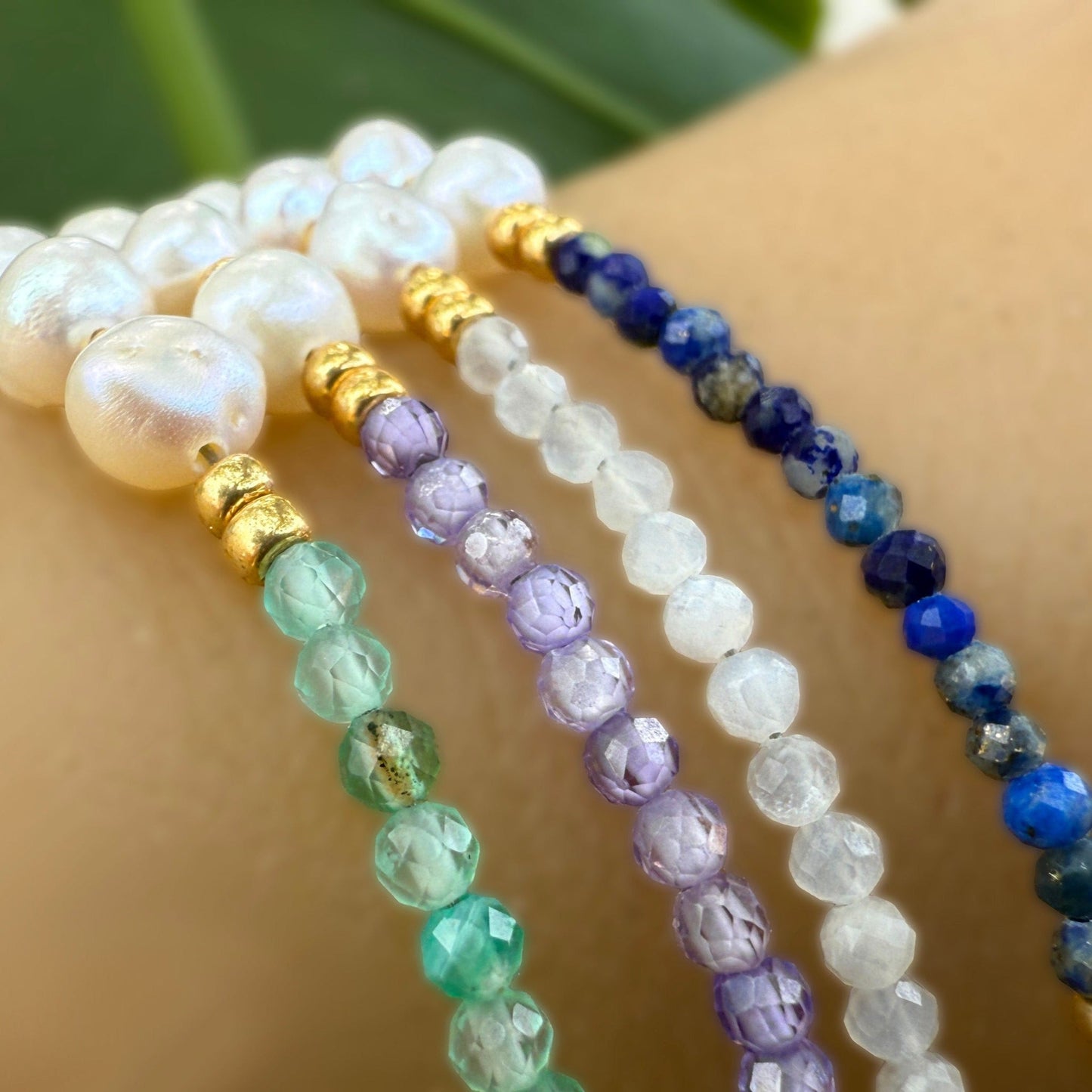 Freshwater Pearl and Gemstone Bracelets Set of 2