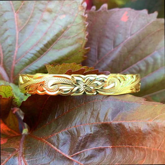 10MM Hawaiian Scroll 18K Gold Plated Bracelet